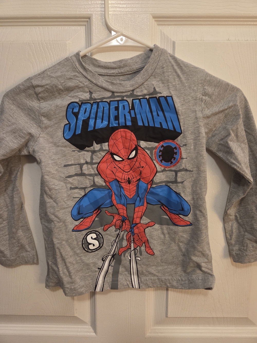 Marvel Spider-Man Grey Long Sleeve Tee with Red & Blue Graphic